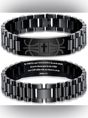 Fashion Jewelry Black Stainless Steel Cross Basketball Link Bracelet